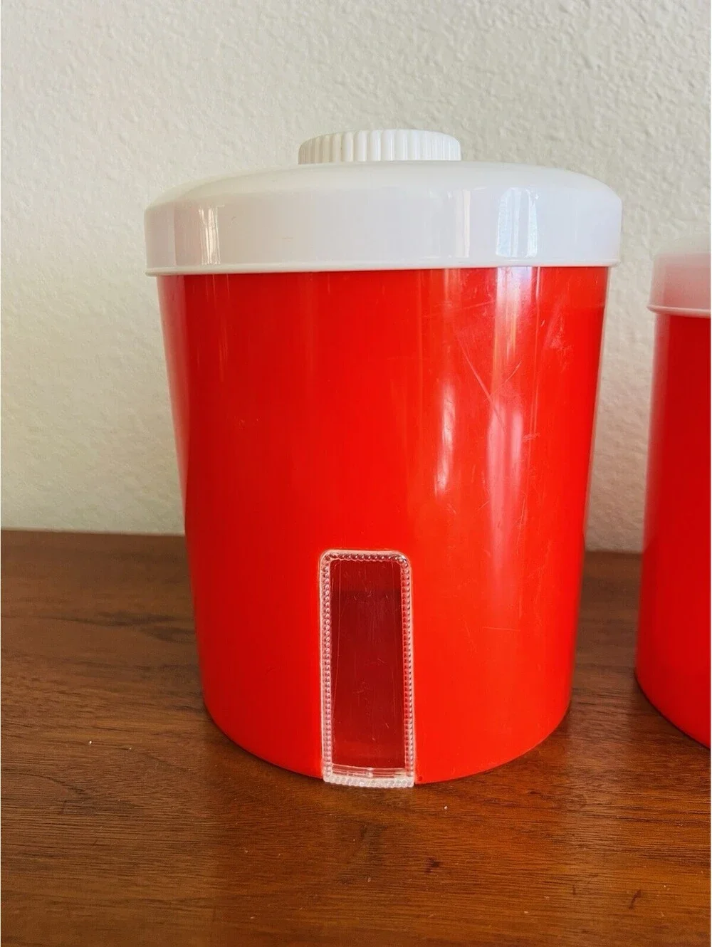 Vintage Knickerbocker Red & White 4 Pc Canisters